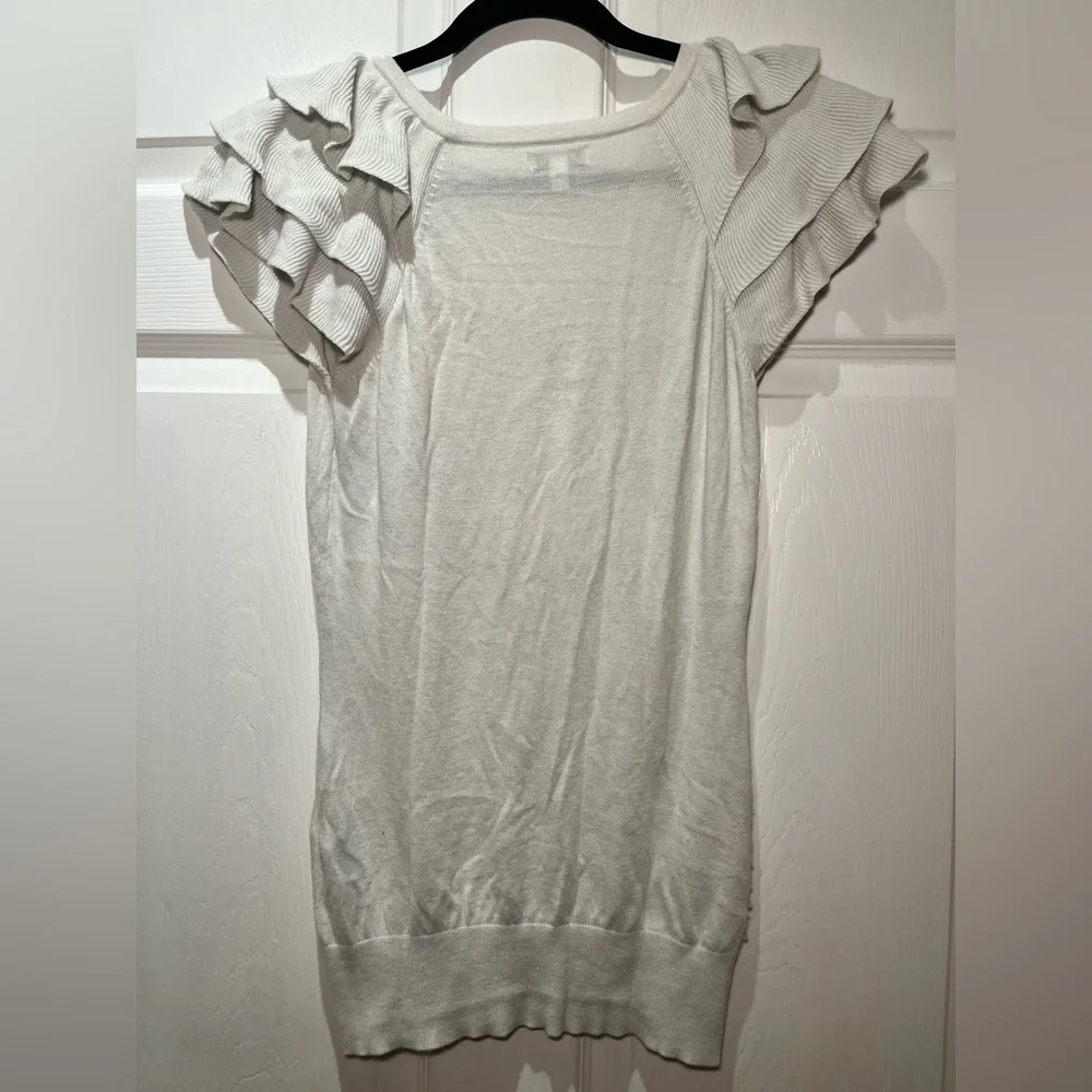 Express White Ruffle Sleeve Top - Picture 2 of 4